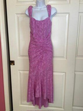 * SHEIN BAE Women's Jacquard Hem Polyester Fitted Dress, Pink Elegant Size S